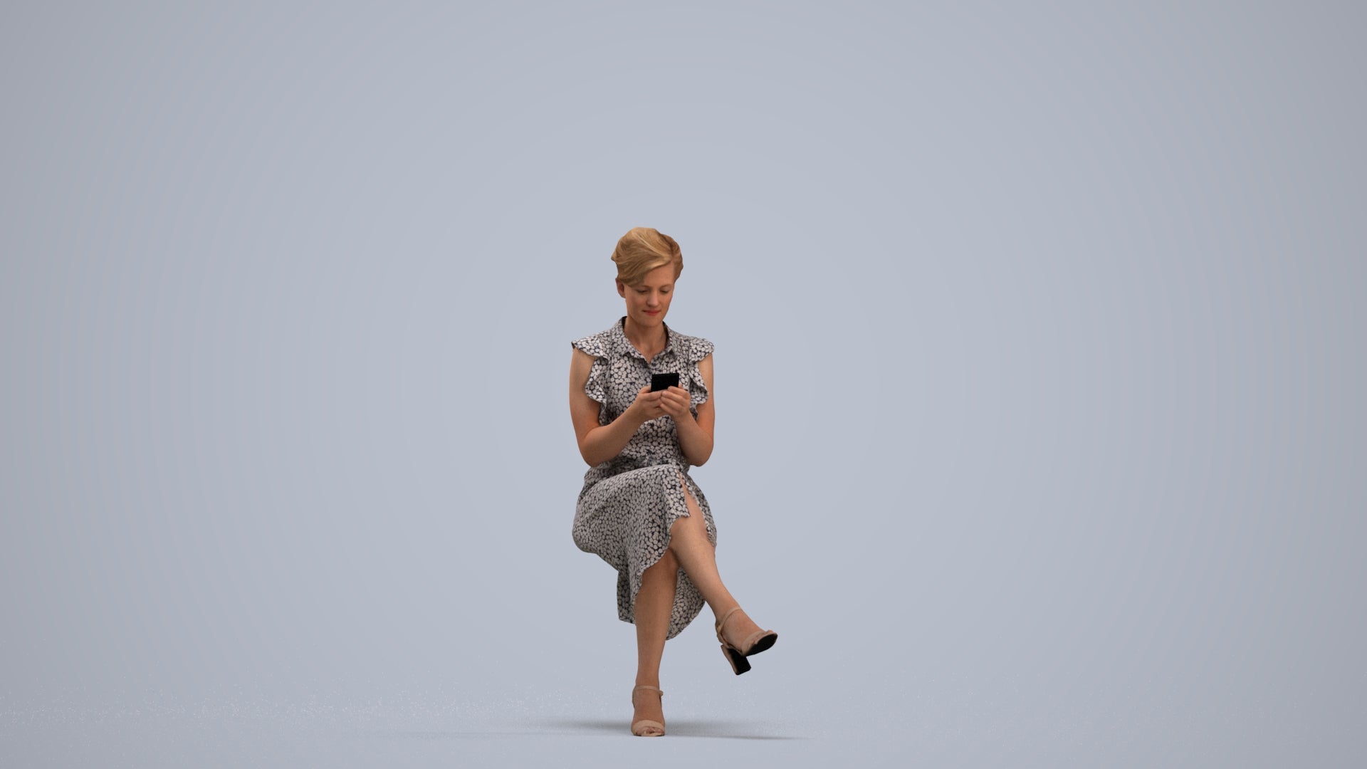 realistic 3D people woman casual sitting, render-ready for V-Ray and Corona, FBX OBJ, standing pose render