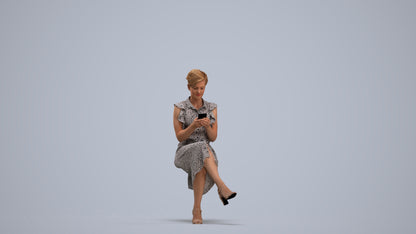 realistic 3D people woman casual sitting, render-ready for V-Ray and Corona, FBX OBJ, standing pose render