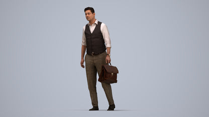 realistic 3D people man business walking, render-ready for V-Ray and Corona, FBX OBJ, top-down view render