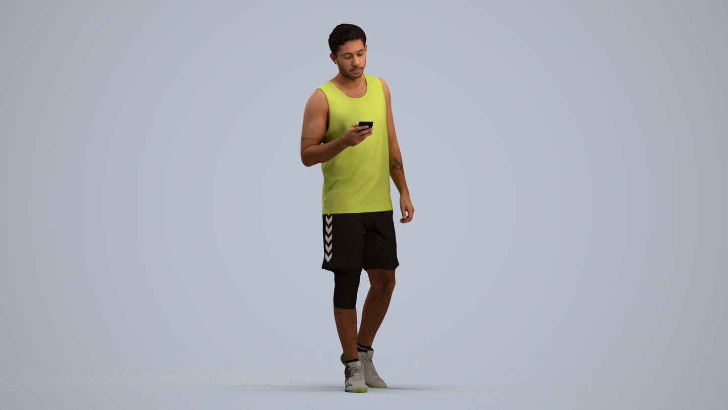 scanned 3D man sport, photogrammetry people for Enscape and V-Ray, standing pose render
