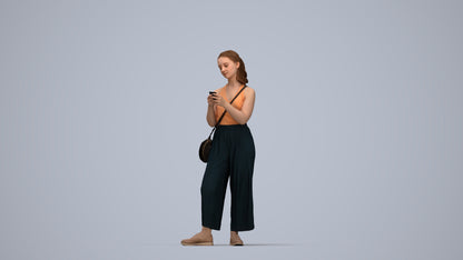 realistic 3D people girl casual kids, render-ready for V-Ray and Corona, FBX OBJ, top-down view render