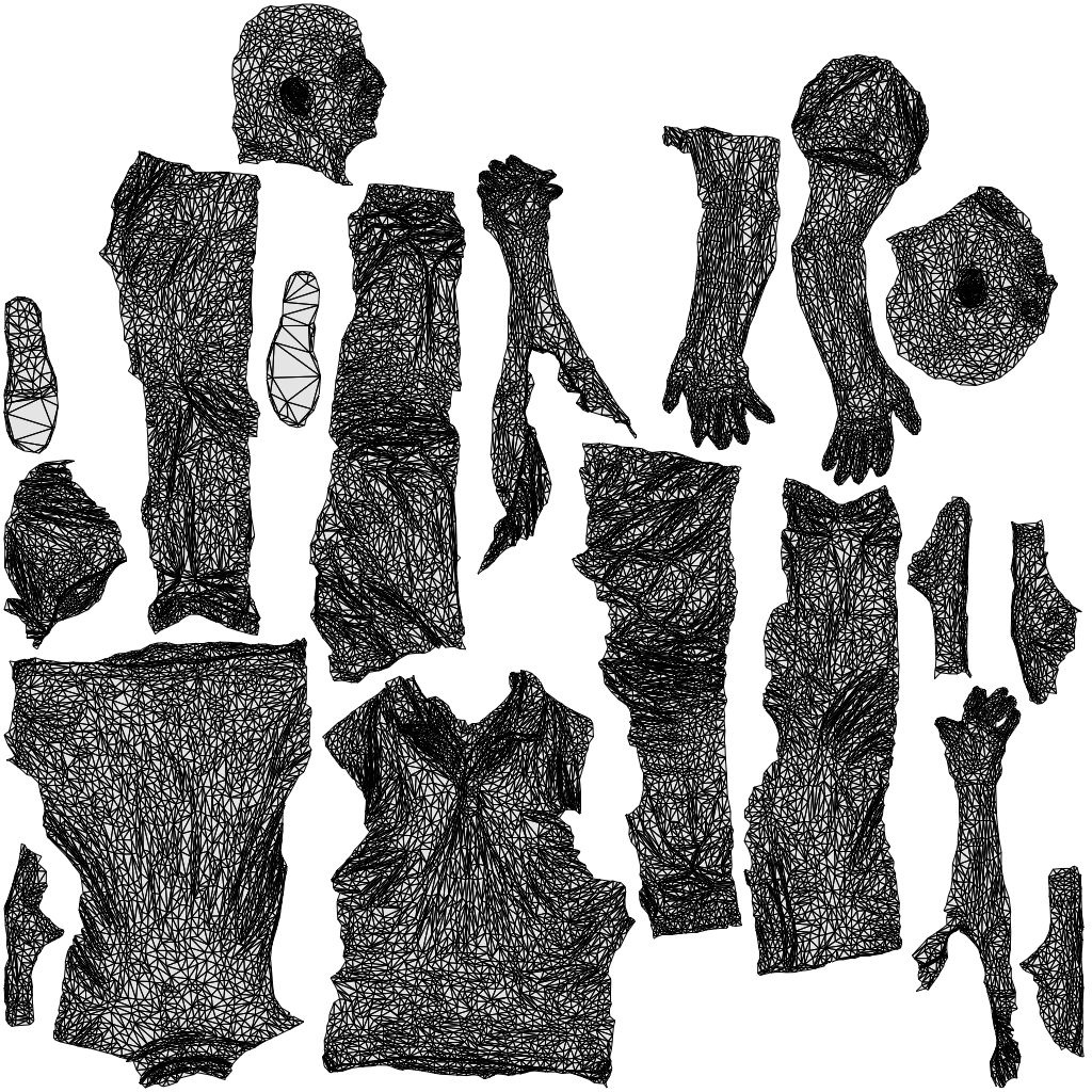 scanned 3D senior man casual walking, photogrammetry people for Enscape and V-Ray, wireframe top-down view