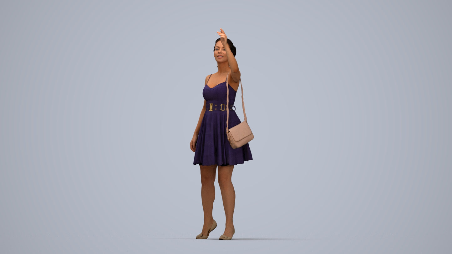 realistic 3D human woman formal formalaffairs, archviz people FBX OBJ for Blender, top-down view render