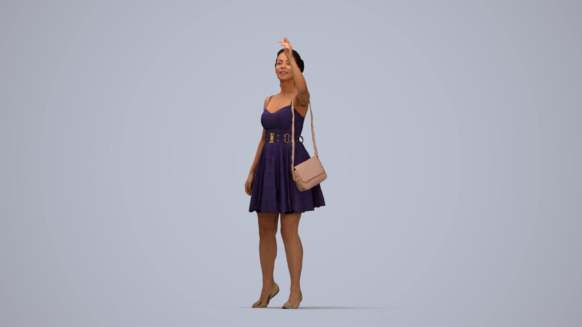 realistic 3D human woman formal formalaffairs, archviz people FBX OBJ for Blender, top-down view render