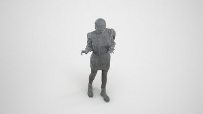 3D people model woman business walking, scanned human for 3ds Max rendering, wireframe three-quarter view