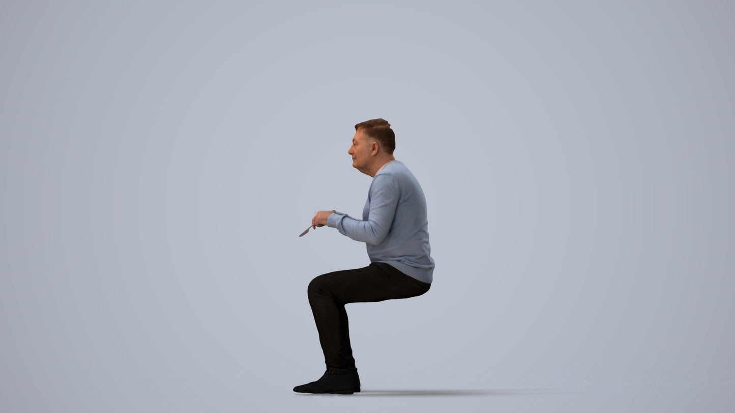 photogrammetry 3D man casual business, realistic human model archviz FBX, three-quarter view render