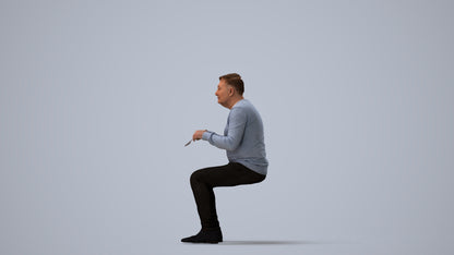 photogrammetry 3D man casual business, realistic human model archviz FBX, three-quarter view render