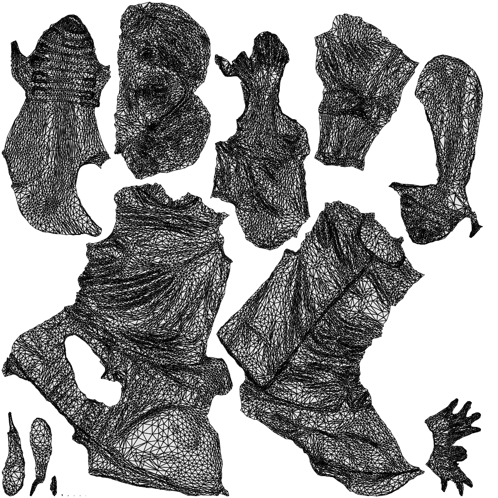3D scanned woman sitting casual, photorealistic archviz people for Enscape and SketchUp, wireframe top-down view