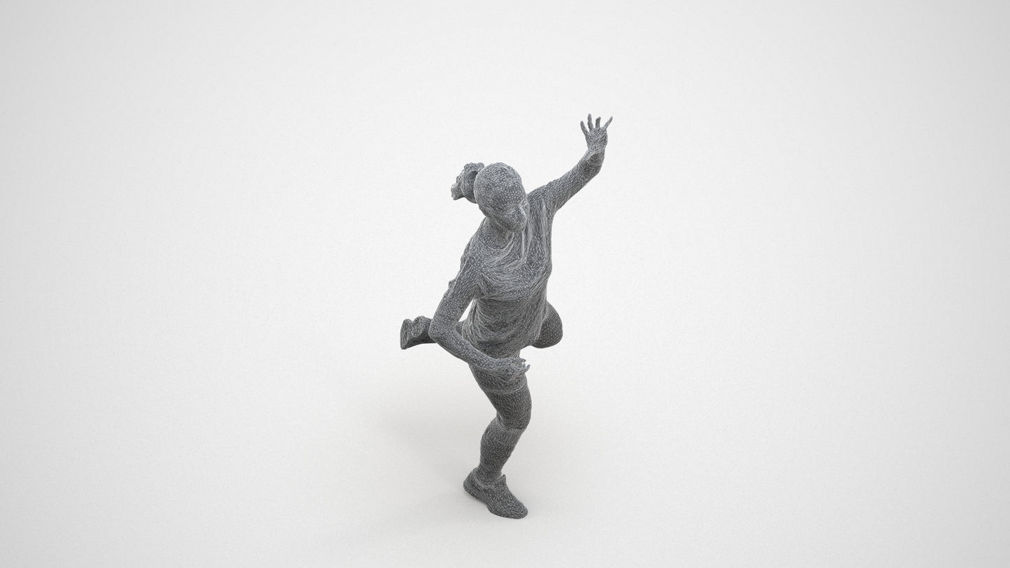 realistic 3D woman sport, scanned archviz people for Blender and 3ds Max, wireframe three-quarter view