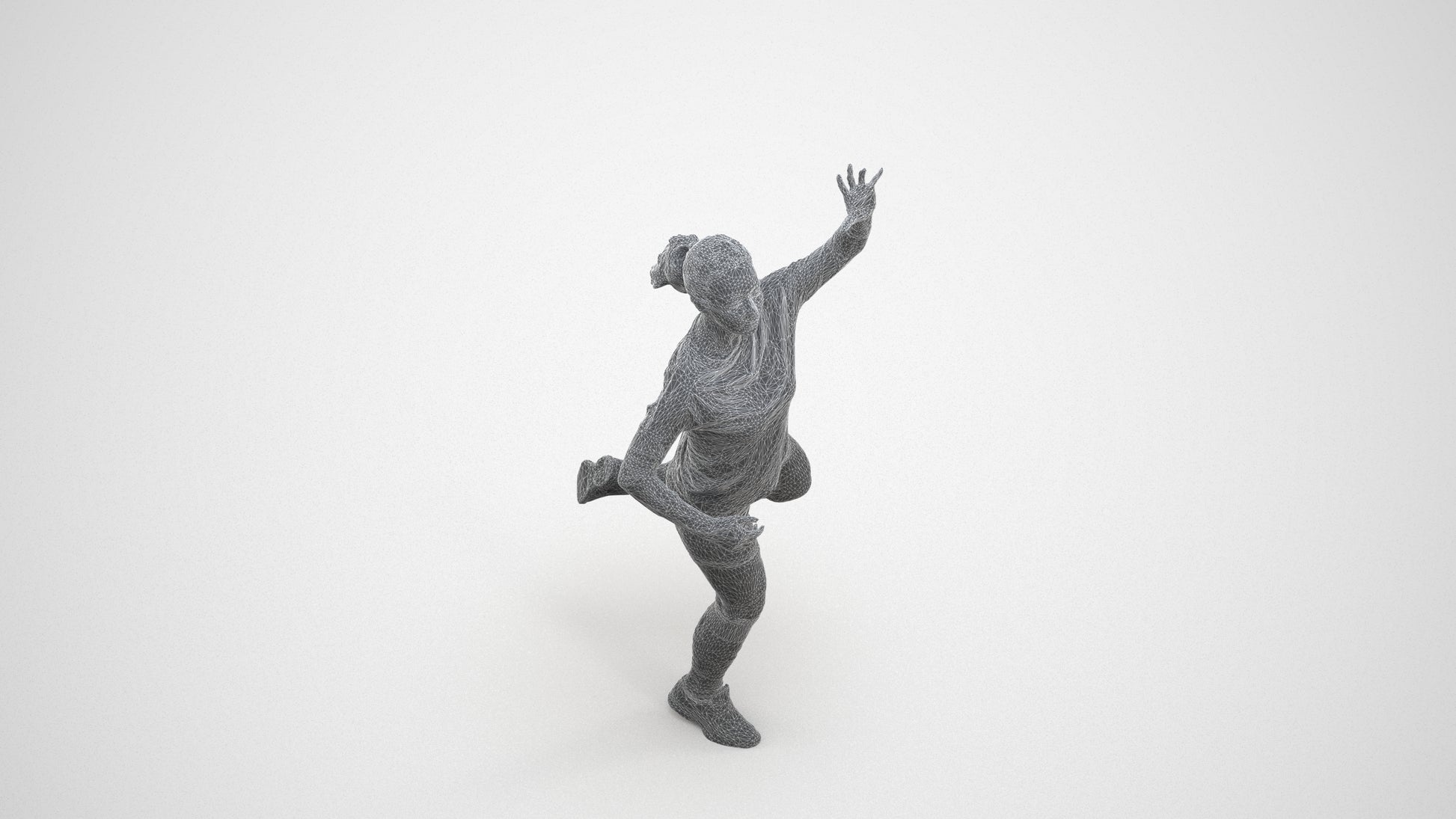 realistic 3D woman sport, scanned archviz people for Blender and 3ds Max, wireframe three-quarter view