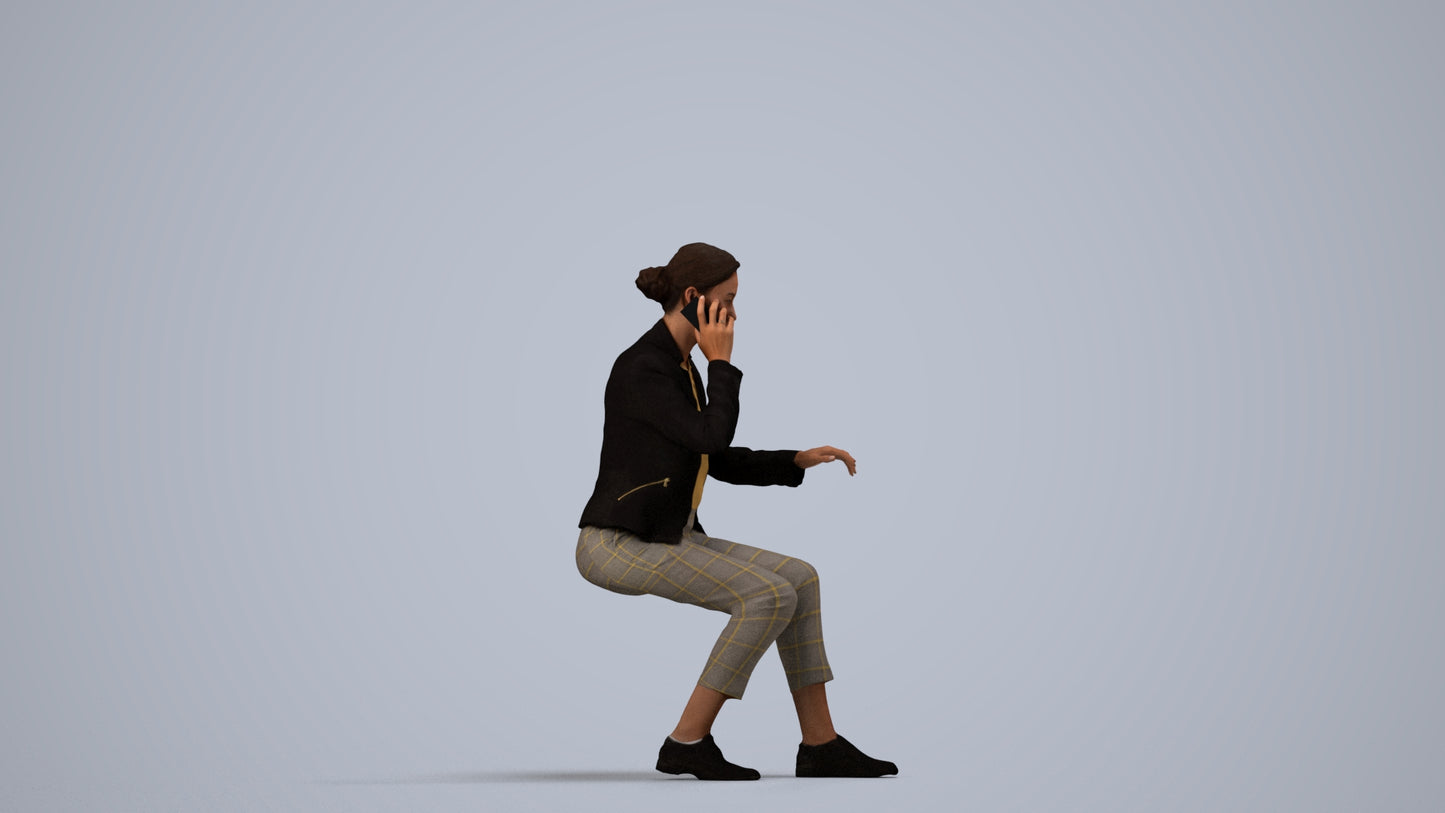 realistic 3D people woman business, render-ready for V-Ray and Corona, FBX OBJ, side view render