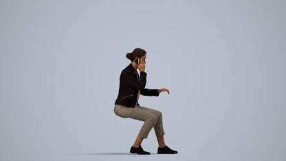 realistic 3D people woman business, render-ready for V-Ray and Corona, FBX OBJ, side view render