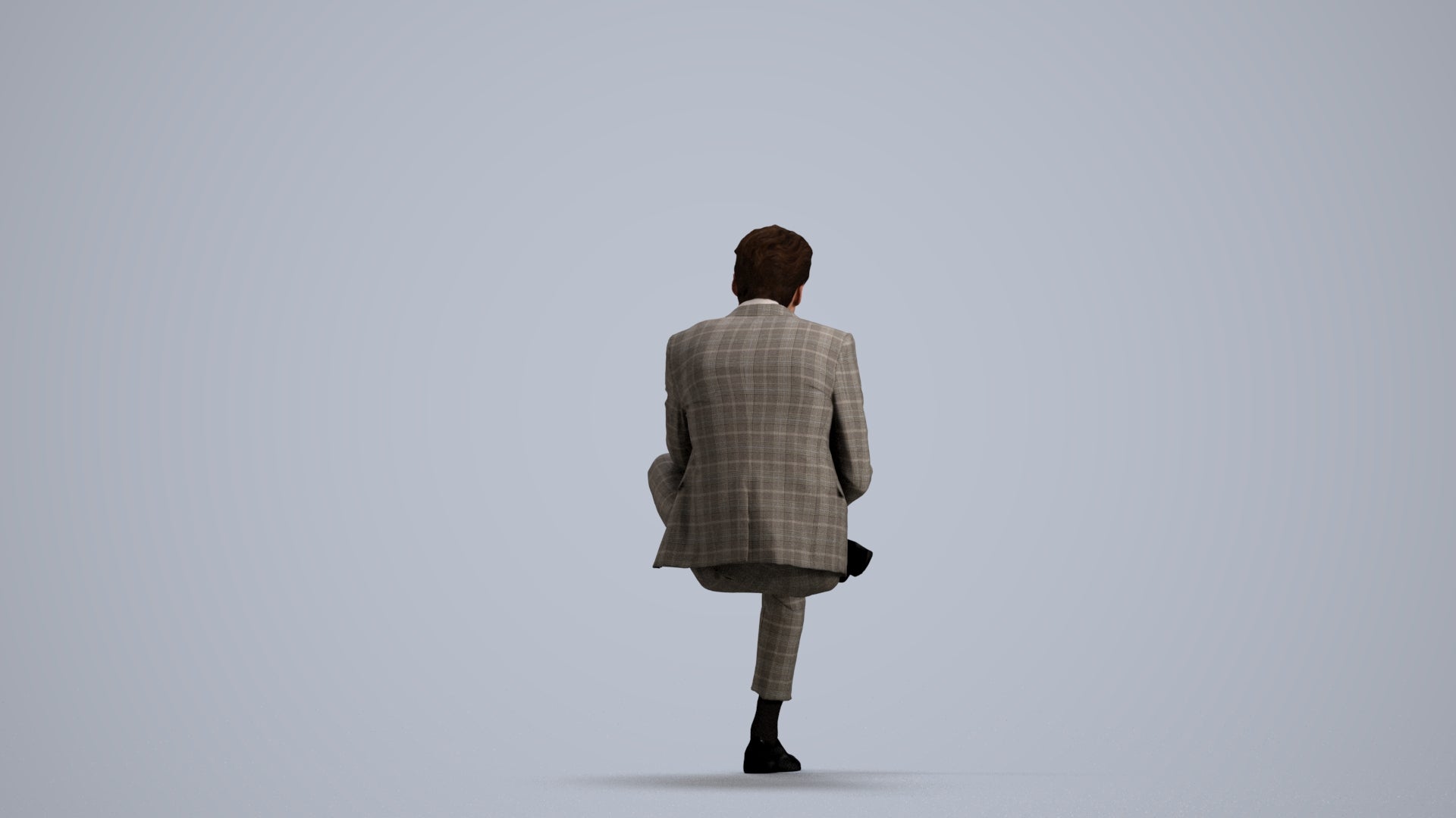 3D human model man business, photogrammetry scanned person for archviz, front view render