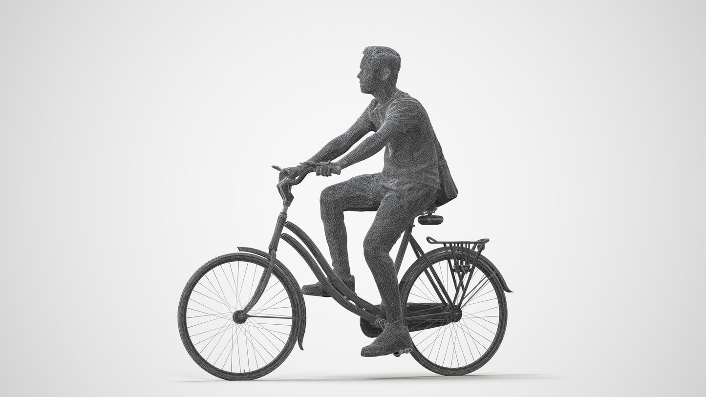 3D people model boy casual cycling, scanned human for 3ds Max rendering, square thumbnail