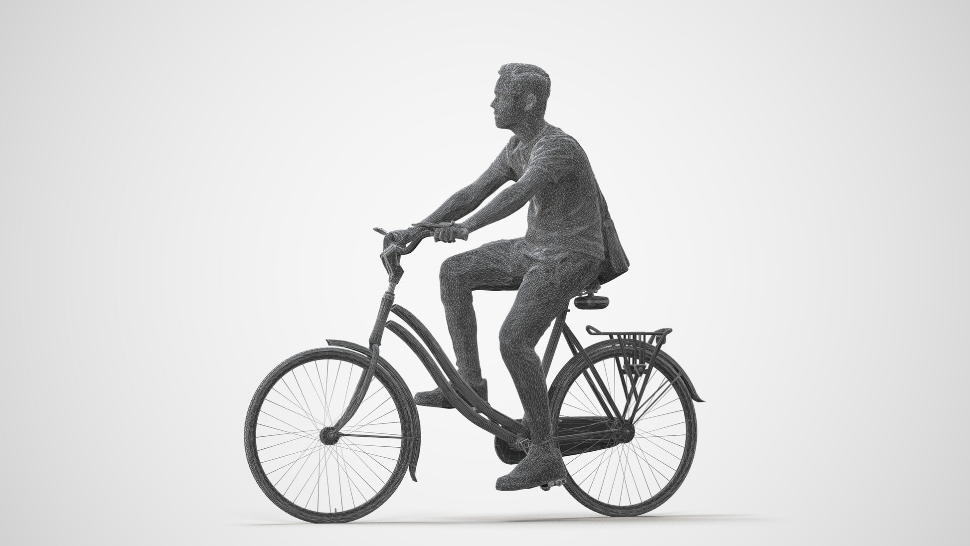 3D people model boy casual cycling, scanned human for 3ds Max rendering, square thumbnail