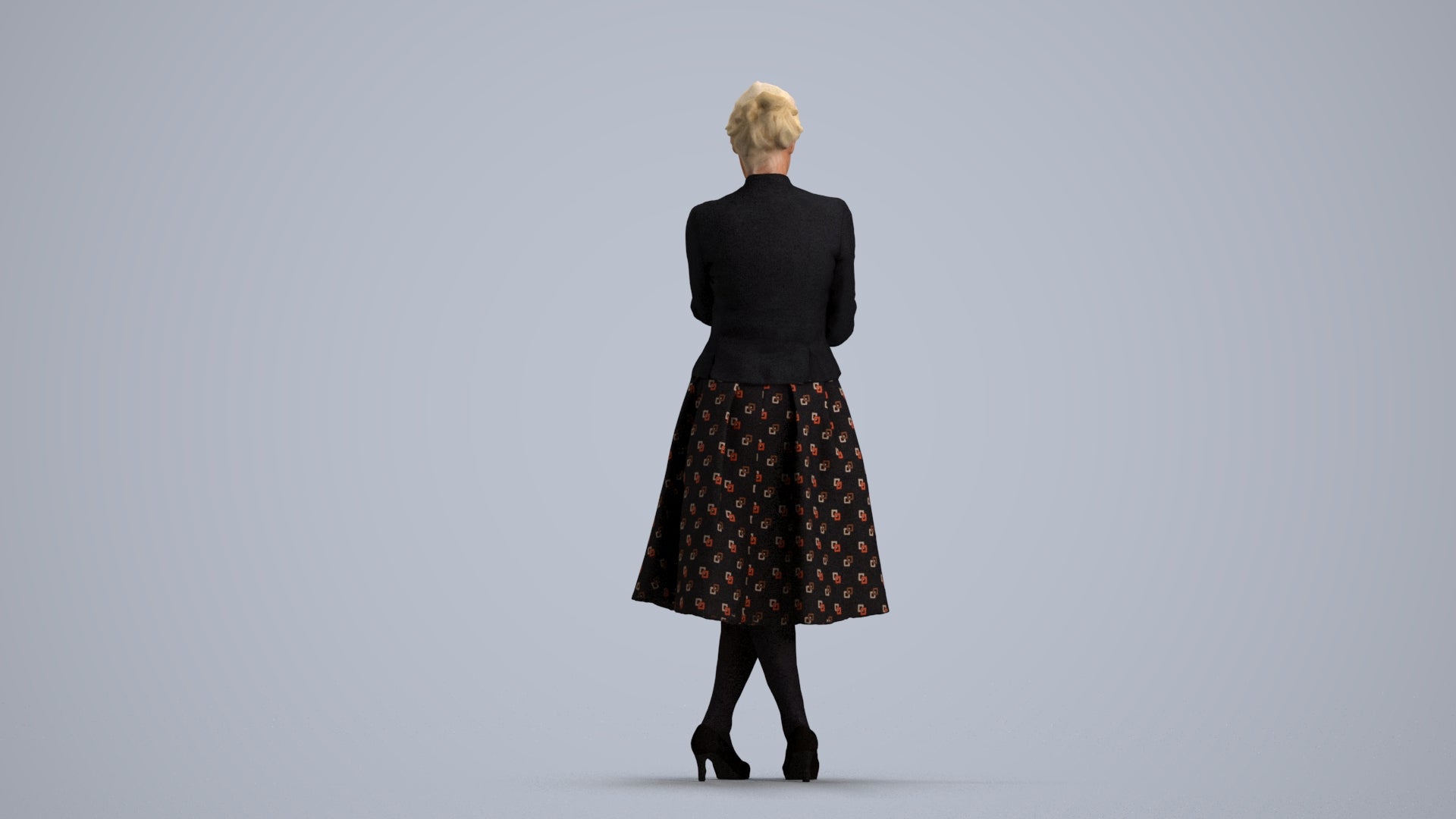 3D people model senior woman business standing, scanned human for 3ds Max rendering, front view render