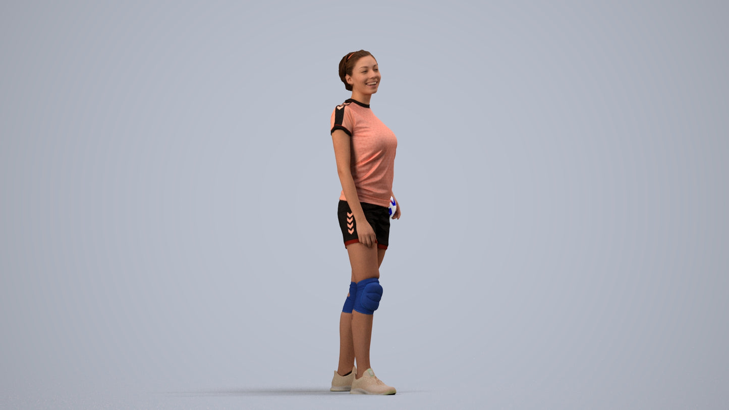 realistic 3D human woman sport, archviz people FBX OBJ for Blender, side view render