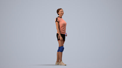 realistic 3D human woman sport, archviz people FBX OBJ for Blender, side view render