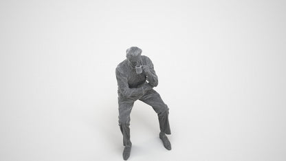 realistic 3D man business sitting, scanned archviz people for Blender and 3ds Max, wireframe three-quarter view