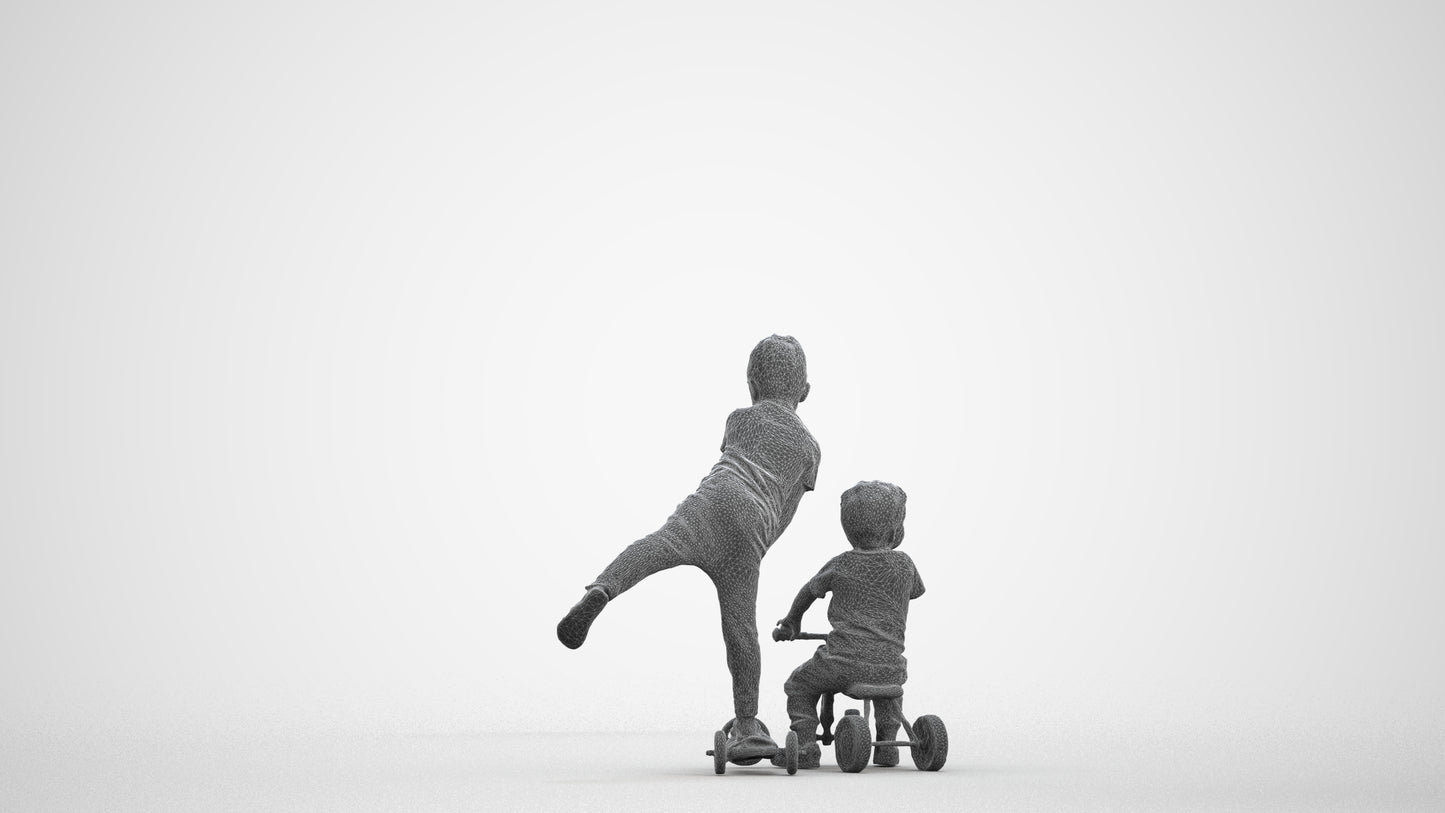 photogrammetry 3D boy casual kids, realistic human model archviz FBX, wireframe front view