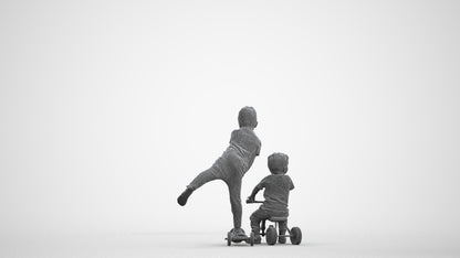 photogrammetry 3D boy casual kids, realistic human model archviz FBX, wireframe front view