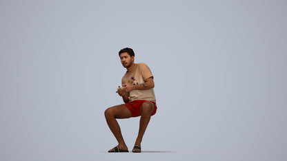realistic 3D human man casual sitting, archviz people FBX OBJ for Blender, top-down view render