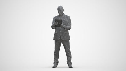 realistic 3D man business, scanned archviz people for Blender and 3ds Max, three-quarter front view render