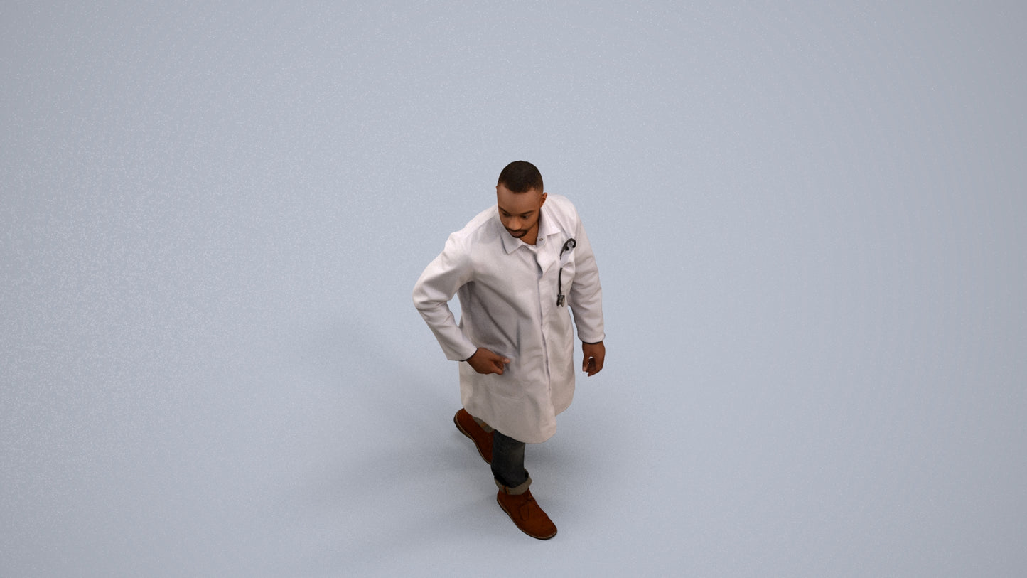 3D human model man medical, photogrammetry scanned person for archviz, back view render