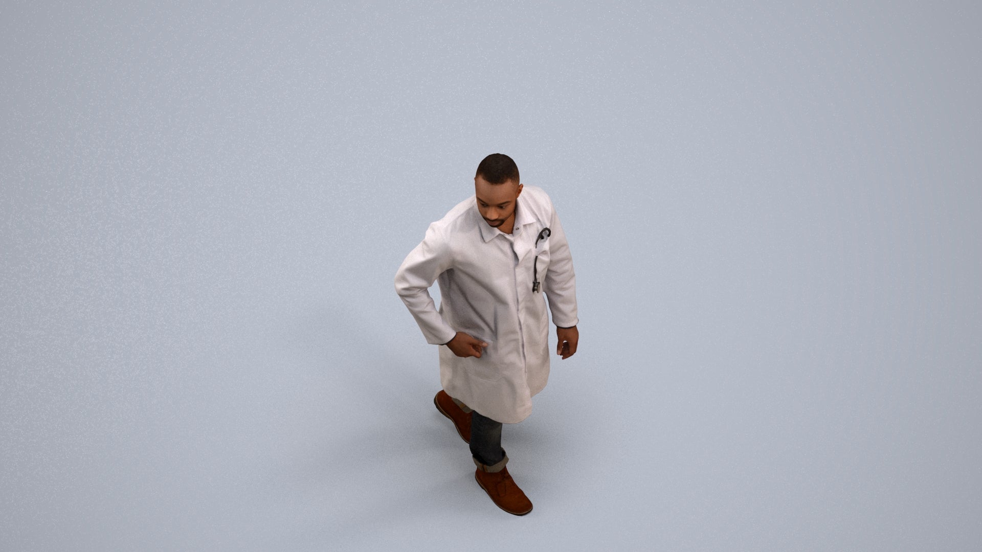 3D human model man medical, photogrammetry scanned person for archviz, back view render