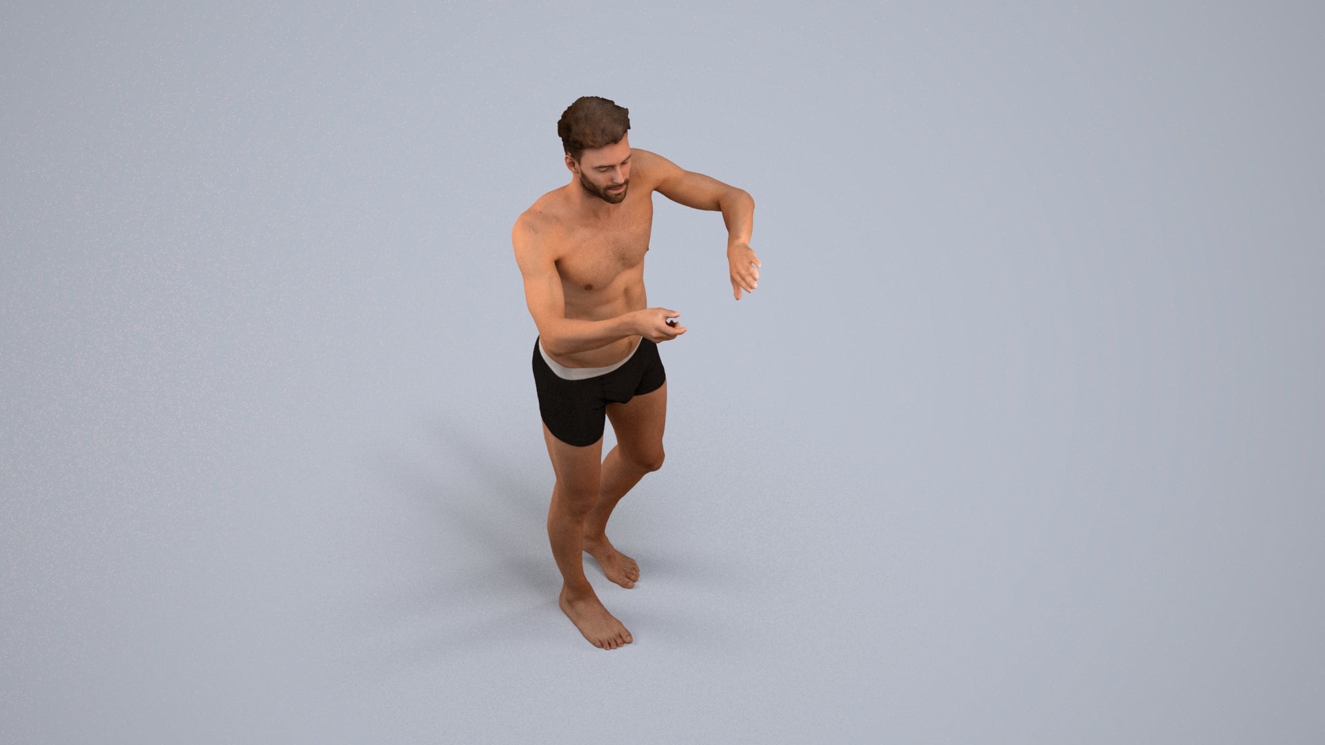 realistic 3D man bathroom, scanned archviz people for Blender and 3ds Max, back view render