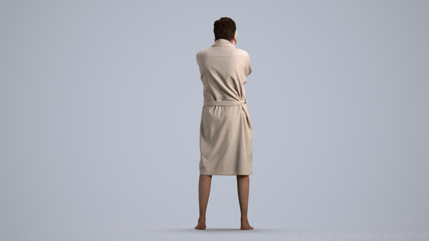 realistic 3D man bathroom, scanned archviz people for Blender and 3ds Max, front view render
