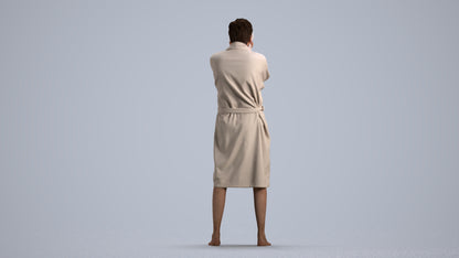realistic 3D man bathroom, scanned archviz people for Blender and 3ds Max, front view render