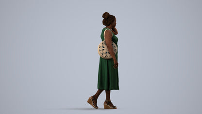 photogrammetry 3D woman casual walking, realistic human model archviz FBX, side view render