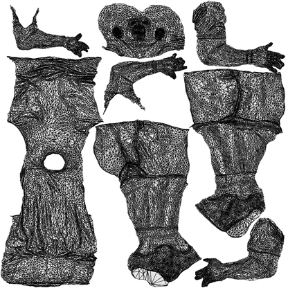 3D scanned man sport, photorealistic archviz people for Enscape and SketchUp, wireframe top-down view