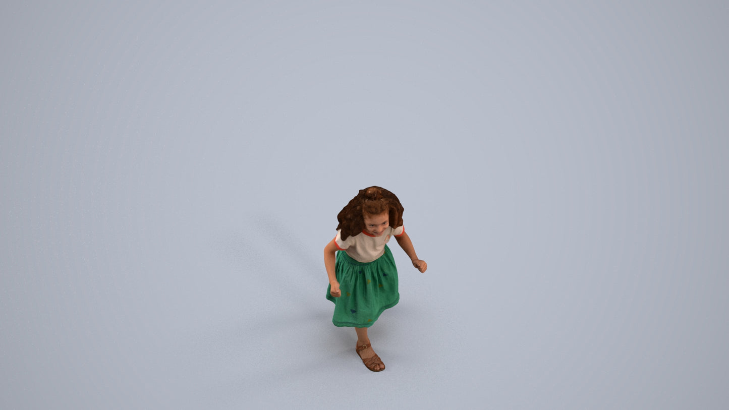 realistic 3D human girl casual kids, archviz people FBX OBJ for Blender, back view render