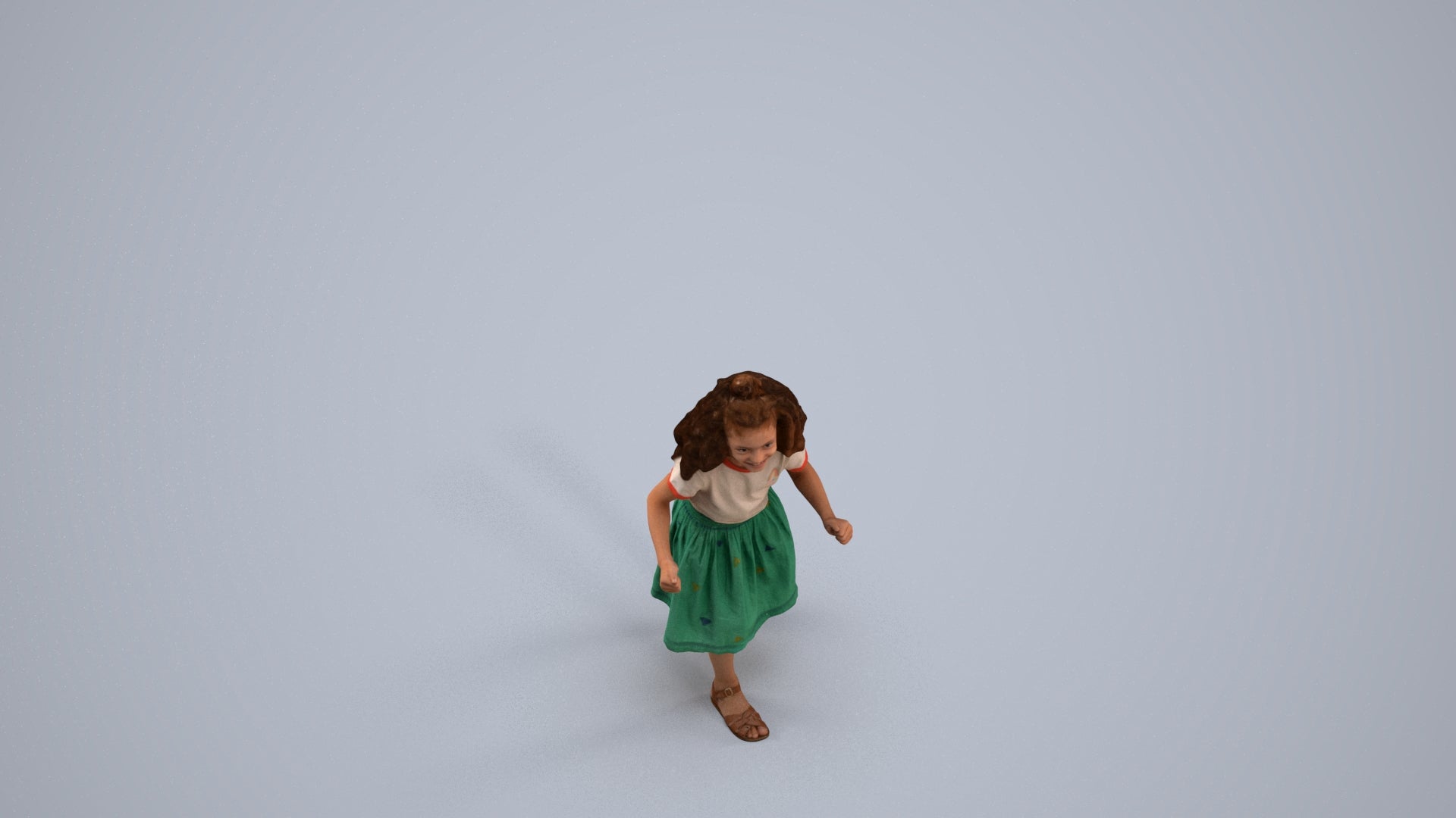 realistic 3D human girl casual kids, archviz people FBX OBJ for Blender, back view render
