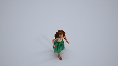 realistic 3D human girl casual kids, archviz people FBX OBJ for Blender, back view render
