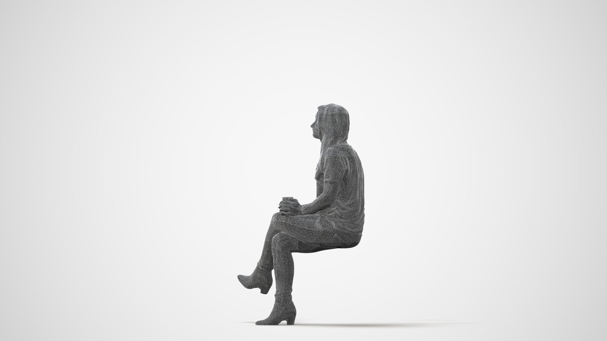 realistic 3D people woman casual sitting, render-ready for V-Ray and Corona, FBX OBJ, square thumbnail