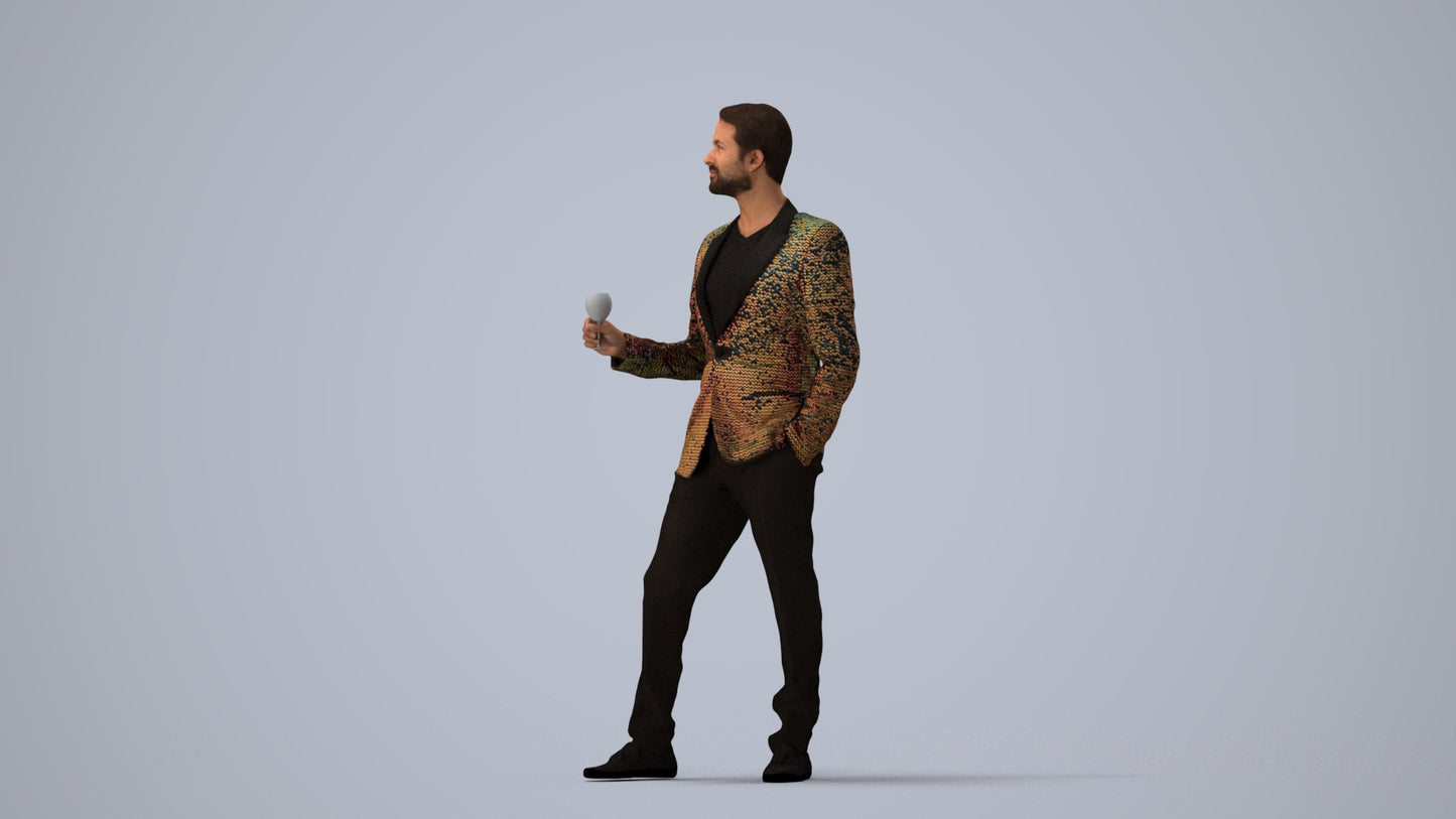 3D people model man formal formalaffairs, scanned human for 3ds Max rendering, three-quarter view render