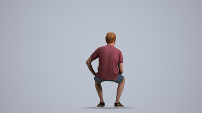 realistic 3D man casual sitting, scanned archviz people for Blender and 3ds Max, front view render