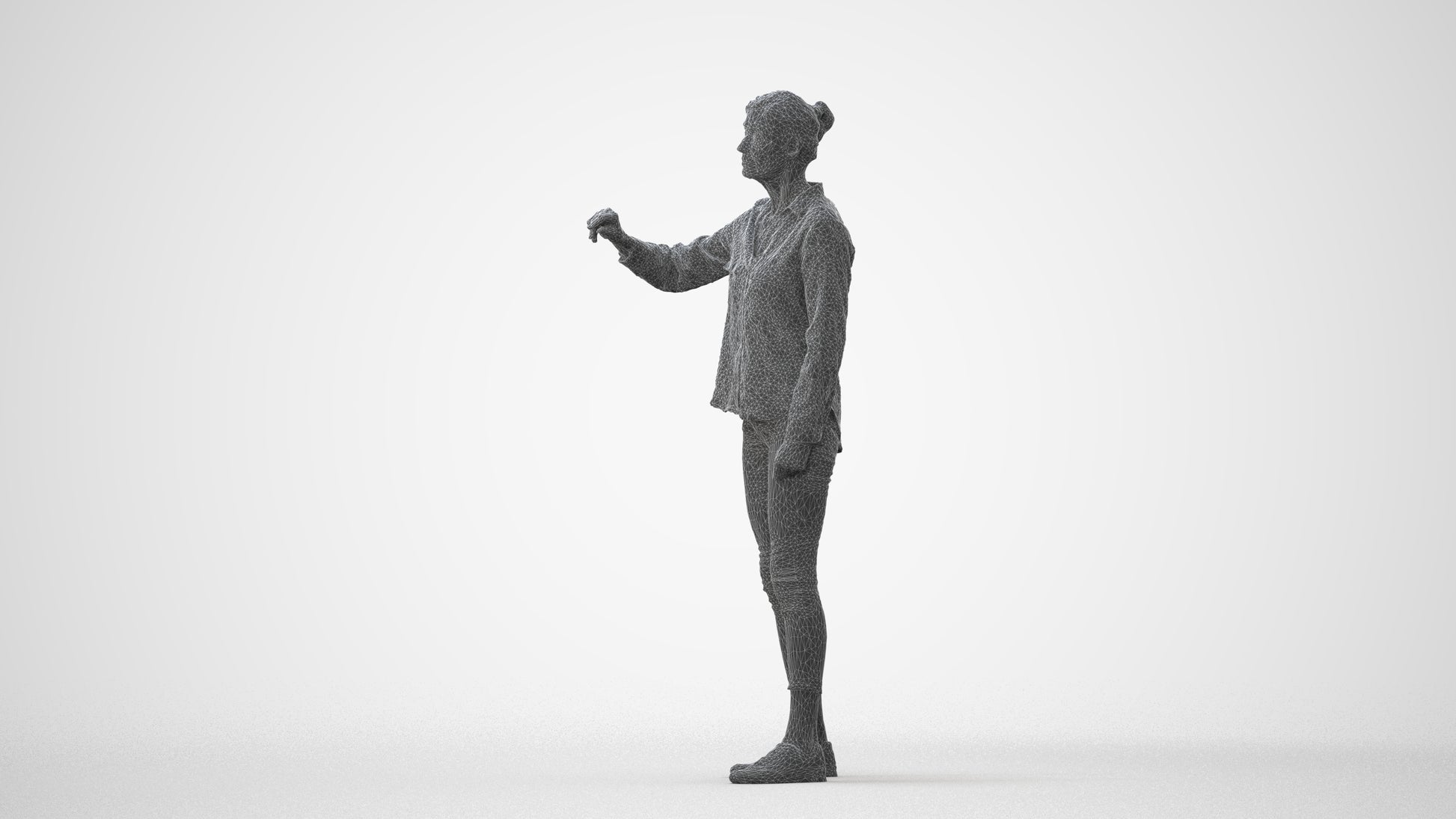 3D scanned senior woman standing casual, photorealistic archviz people for Enscape and SketchUp, square thumbnail
