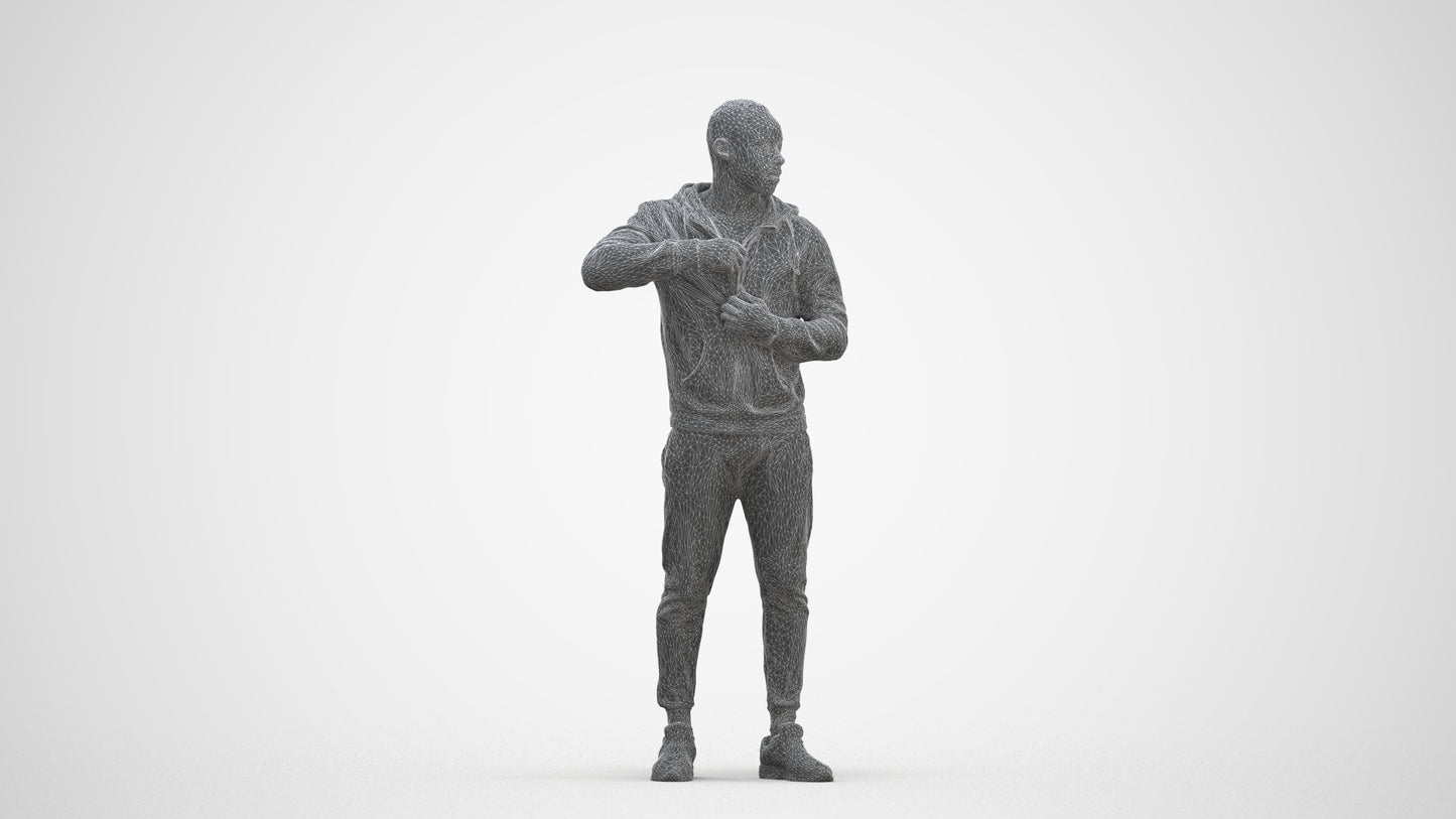 photogrammetry 3D man sport standing, realistic human model archviz FBX, three-quarter front view render