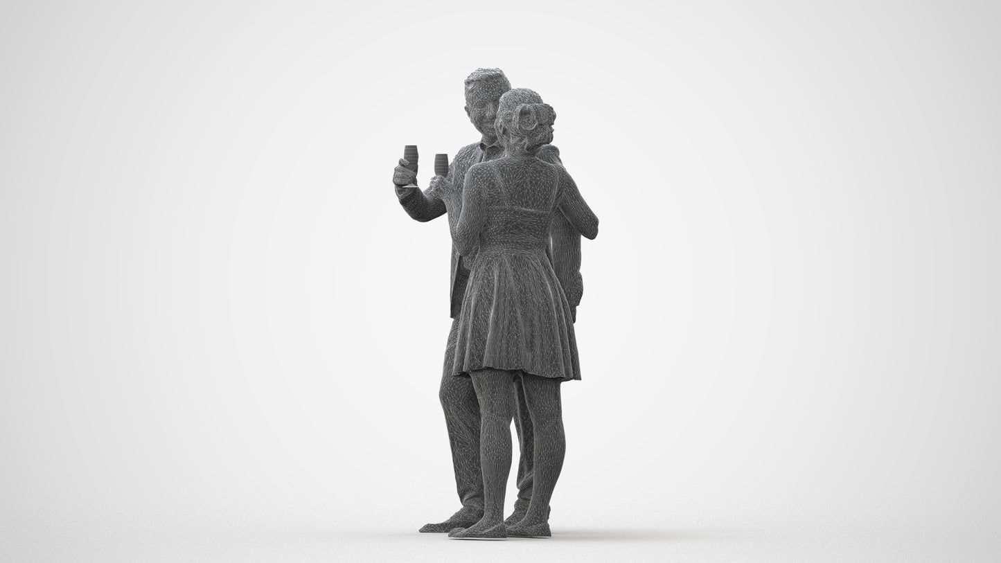 photogrammetry 3D woman formal couple, realistic human model archviz FBX, square thumbnail