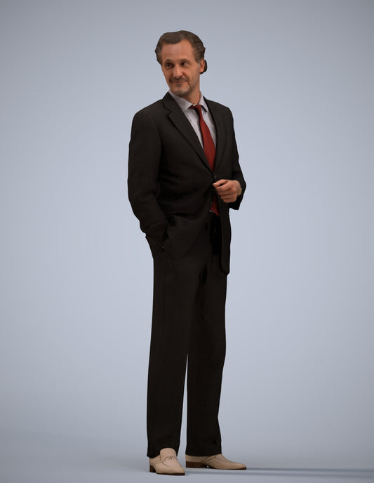 3D scanned man business, photorealistic archviz people for Enscape and SketchUp