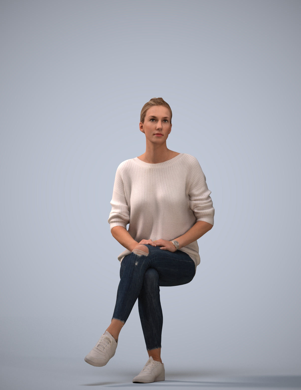realistic 3D people woman casual sitting, render-ready for V-Ray and Corona, FBX OBJ