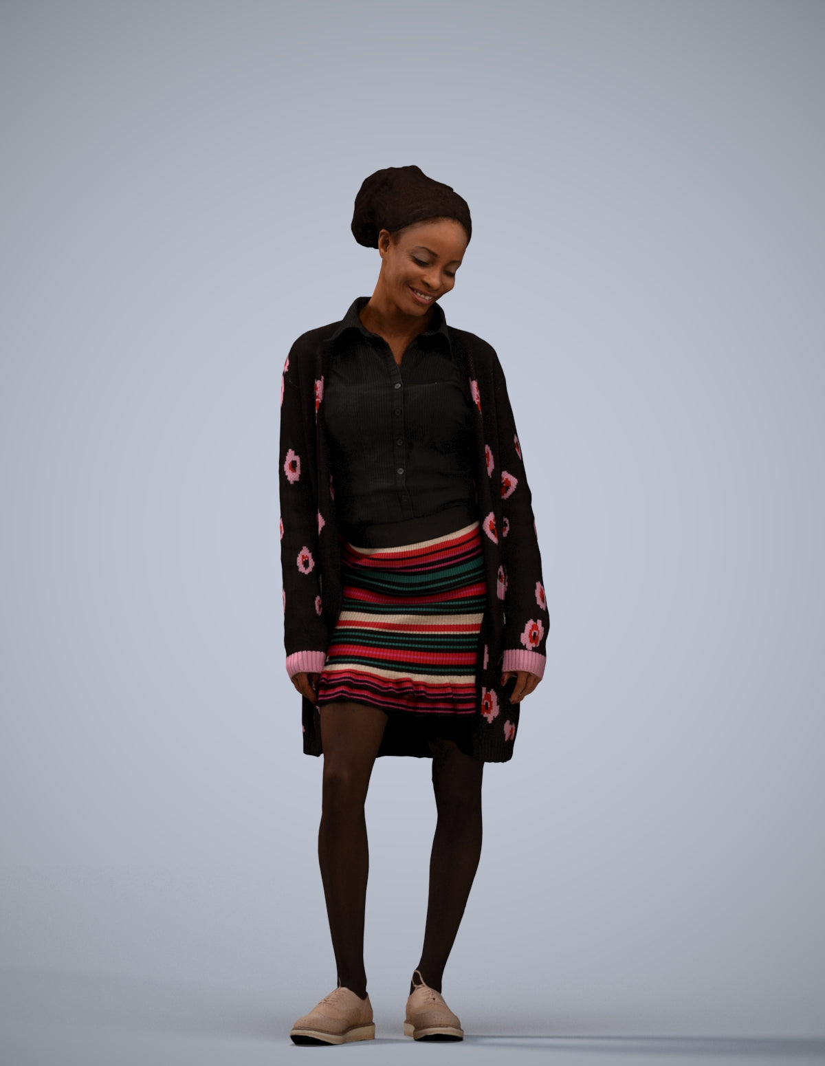 realistic 3D people woman casual standing, render-ready for V-Ray and Corona, FBX OBJ