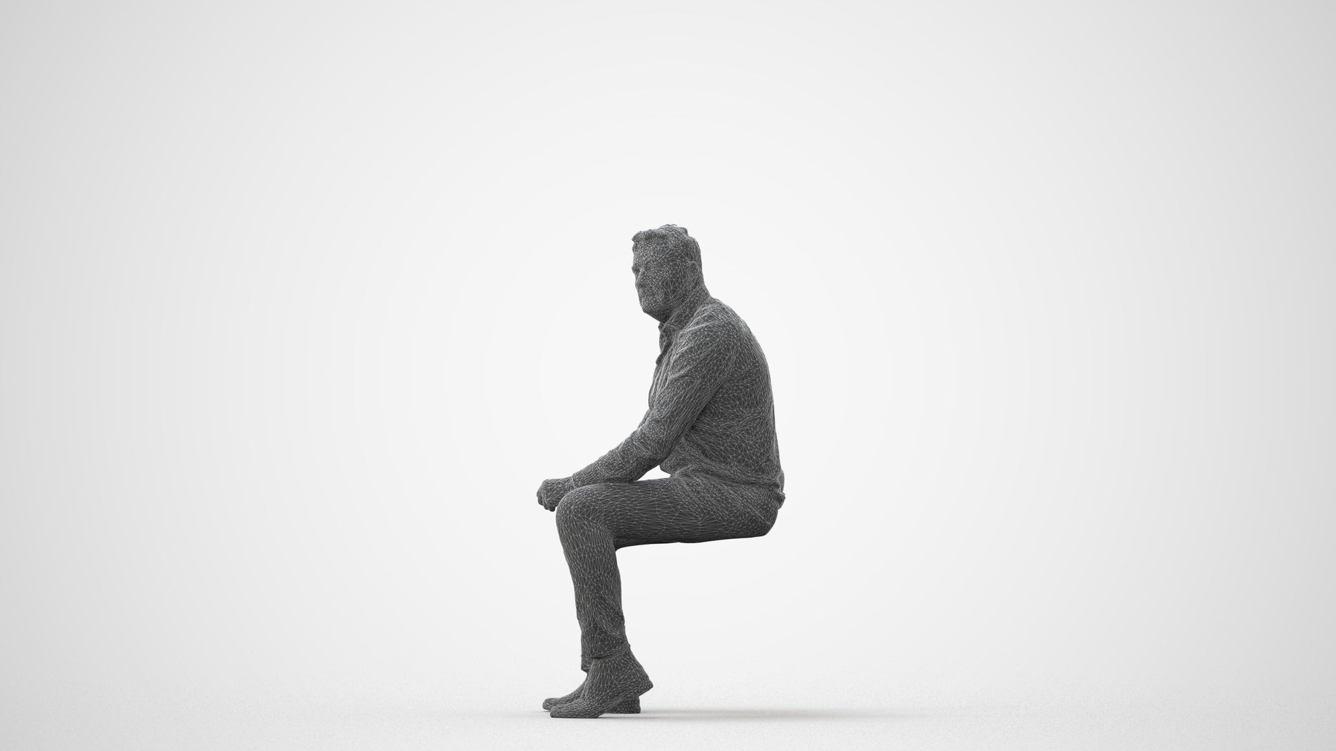 3D scanned man sitting casual, photorealistic archviz people for Enscape and SketchUp, square thumbnail