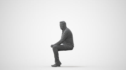 3D scanned man sitting casual, photorealistic archviz people for Enscape and SketchUp, square thumbnail