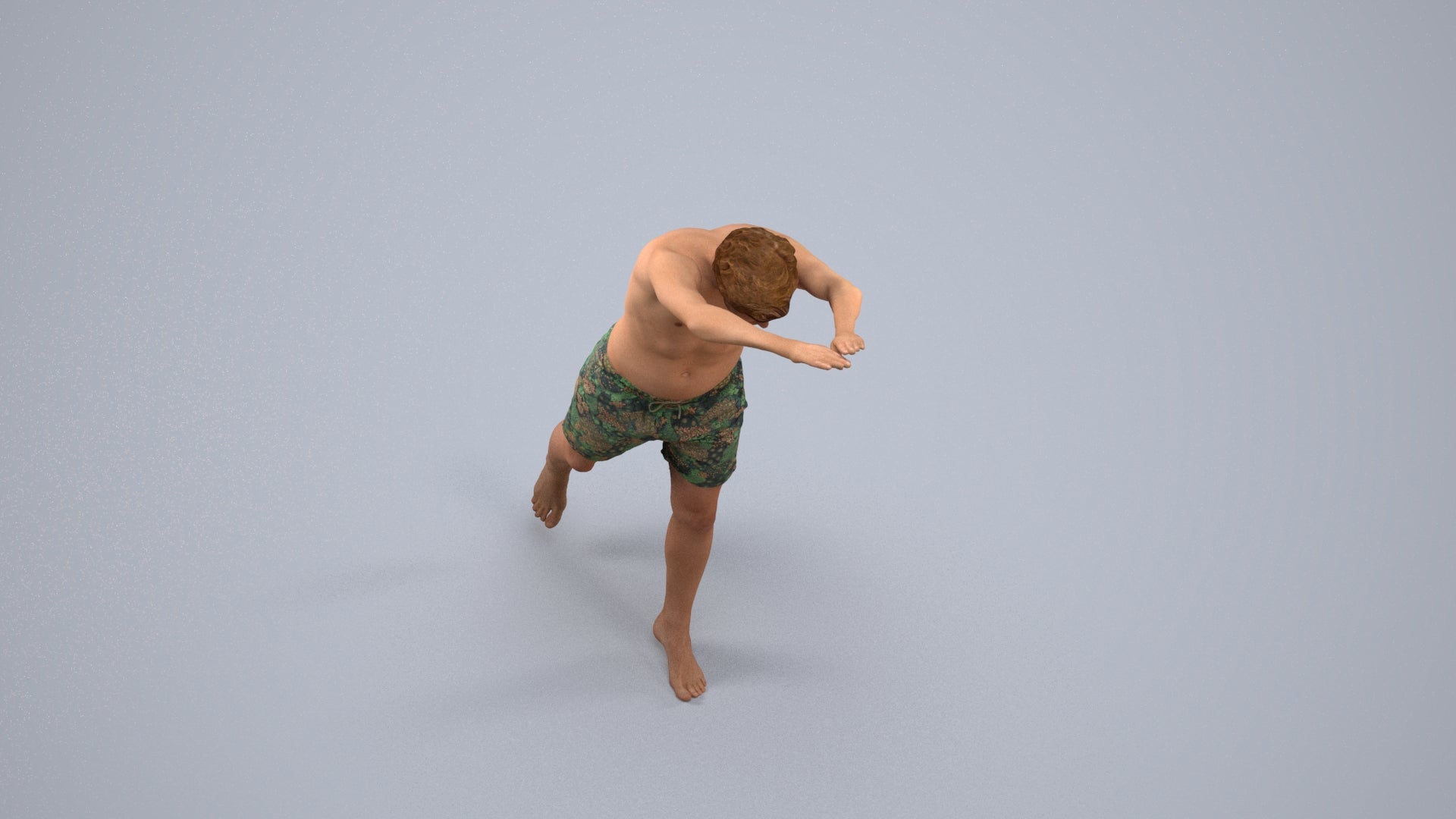 3D people model man pool, scanned human for 3ds Max rendering, back view render