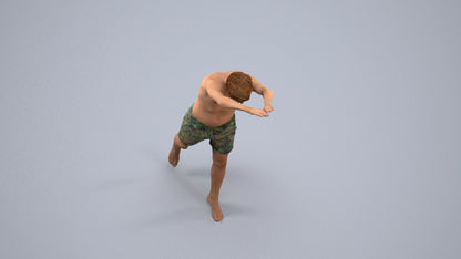 3D people model man pool, scanned human for 3ds Max rendering, back view render